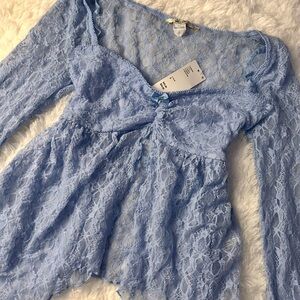 y2k baby blue Urban Outfitters top
